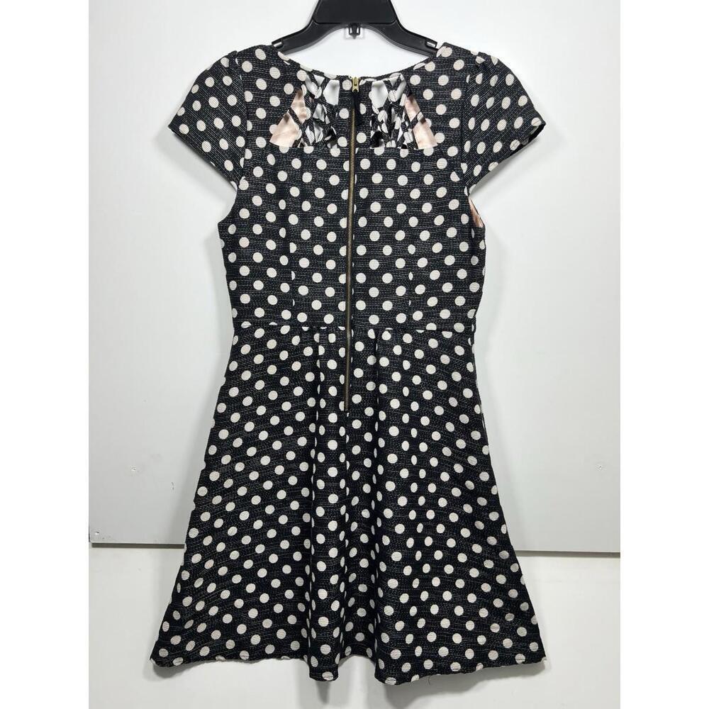 Anthropologie x Maeve Nikola Lattice Dress Polka Dot Size 6 Black White - Picture 5 of 9
